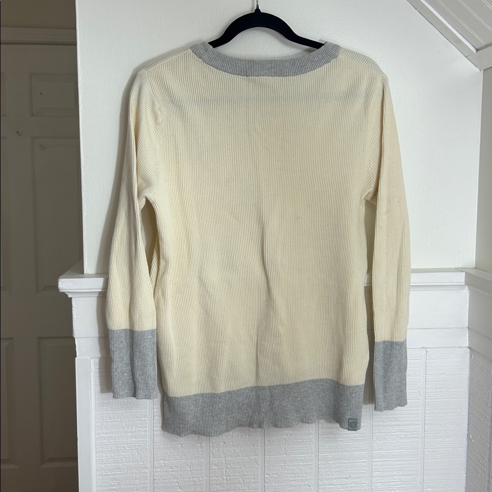 Pact Organic Cream Color Ribbed Sweater size Medium - Picture 3 of 5